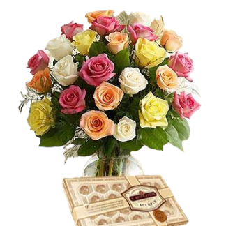 25 colorful roses with chokolates | Flower Delivery Mytishchi