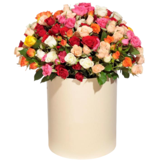 Mixed roses in a hatbox | Flower Delivery Mytishchi