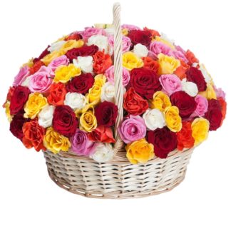 51 colorful roses in the basket | Flower Delivery Mytishchi