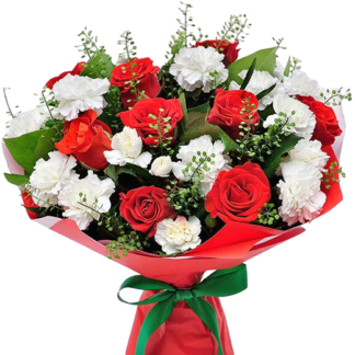 Red roses with carnations